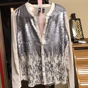 Sequin adorable button down shirt